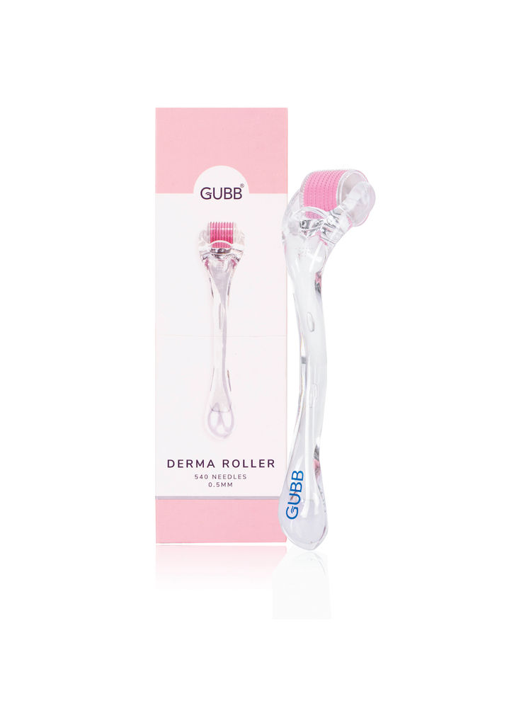 GUBB Derma Roller 0.5mm For Hair Regrowth, Face Acne Scars & Skin Ageing - Transparent Pink