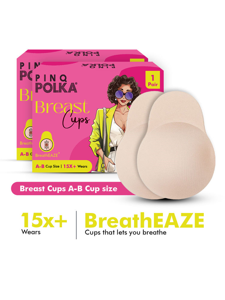 PINQ POLKA Breast Cups Nude A-B Cup Reusable Push Up Silicone Bra Boob Tape Skin Friendly-image-33