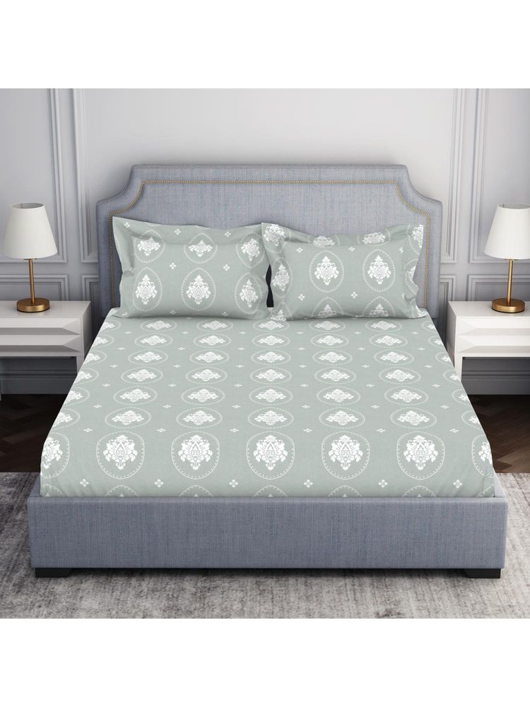 Welspun Serene 100% Cotton 132Tc Double Bedsheet with 2 Pillow Covers - Green-image-40