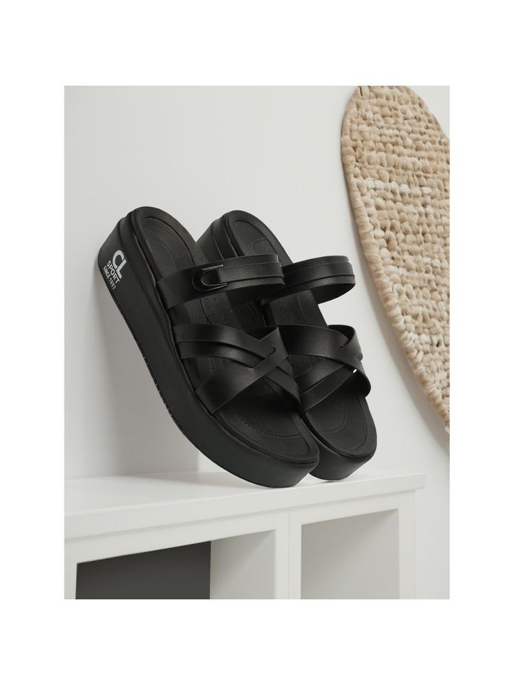 Carlton London Fashionable Black Color Heel Comfort Sandals-image-20