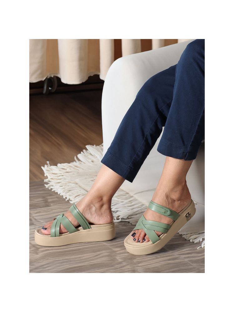 Carlton London Fashionable Green Color Heel Comfort Sandals-image-40