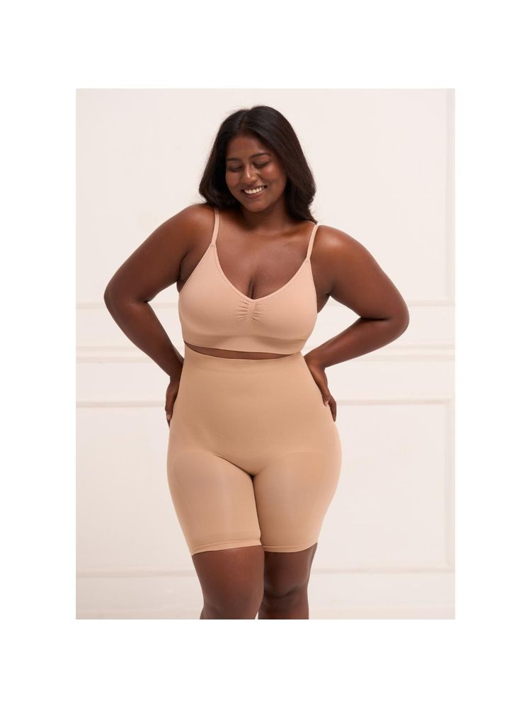 Underneat Women Seamless High-Rise Butt-Lifting Body Shaper Shorts Beige