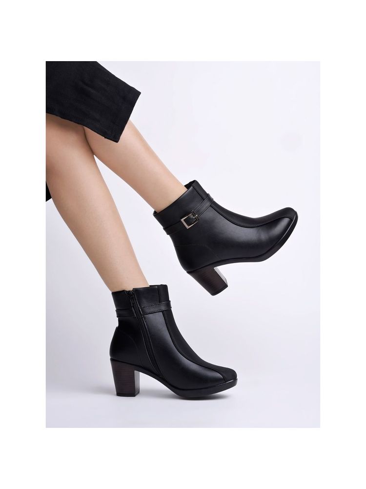 Shoetopia Smart Casual Black Boots for Women