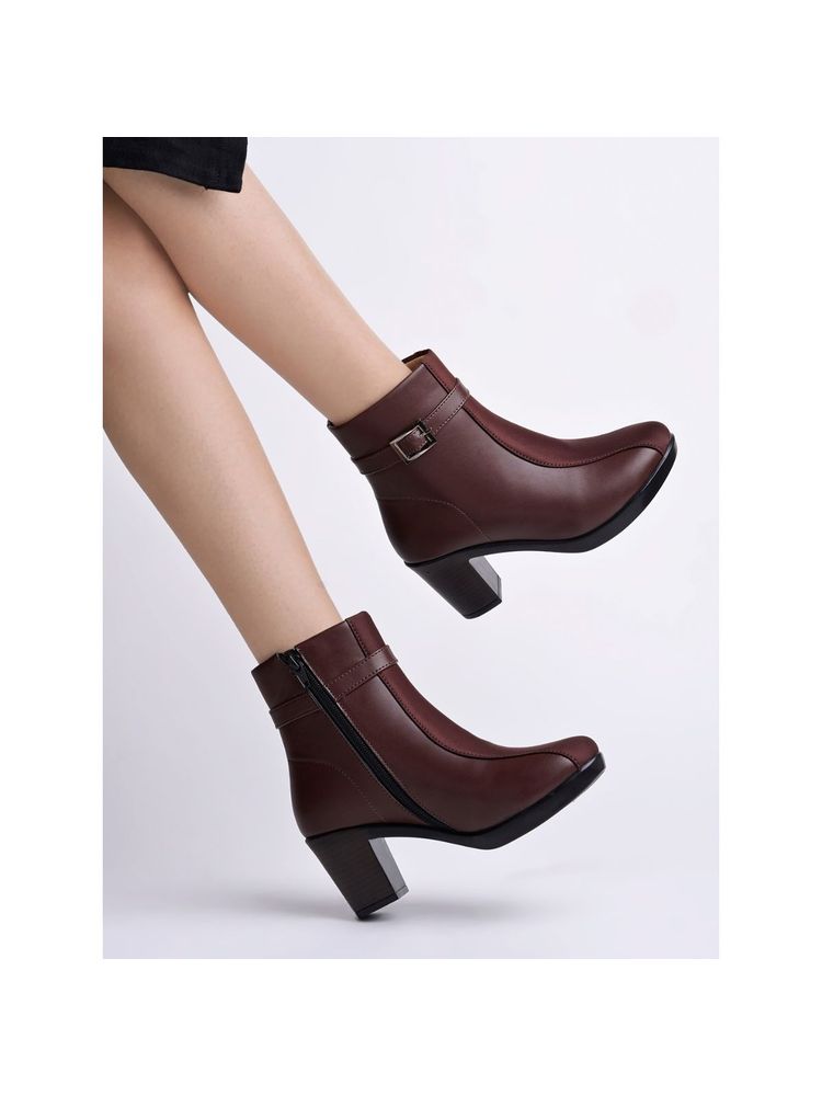 Shoetopia Smart Casual Brown Boots for Women