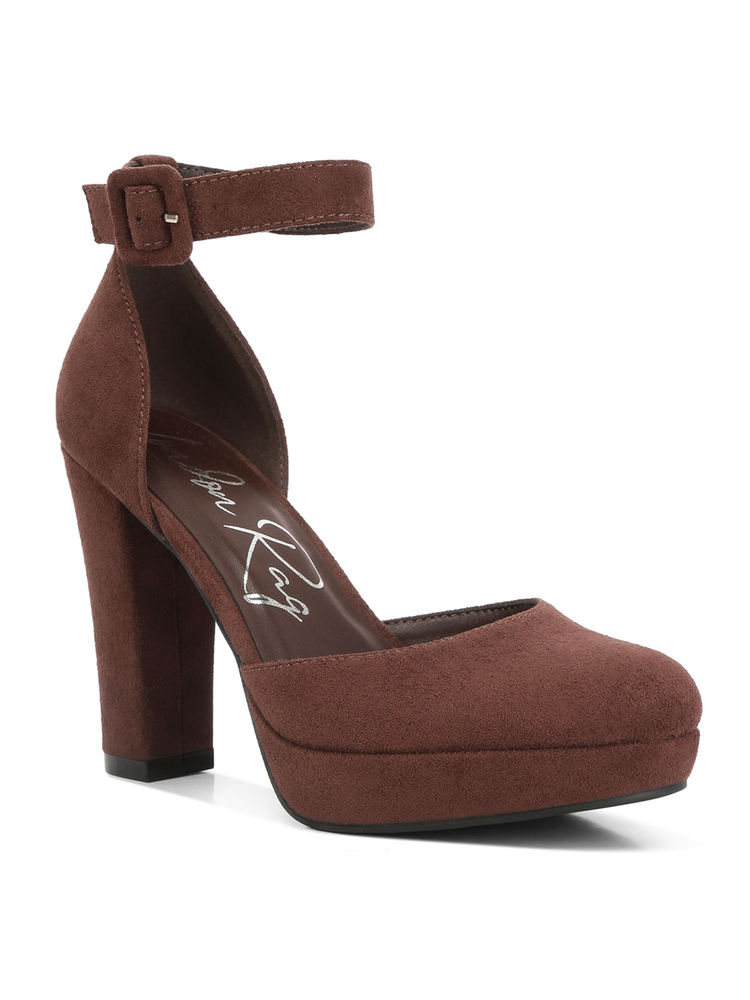 London Rag Brown Inigo Interchangeable Ankle Strap Sandal Heels-image-36