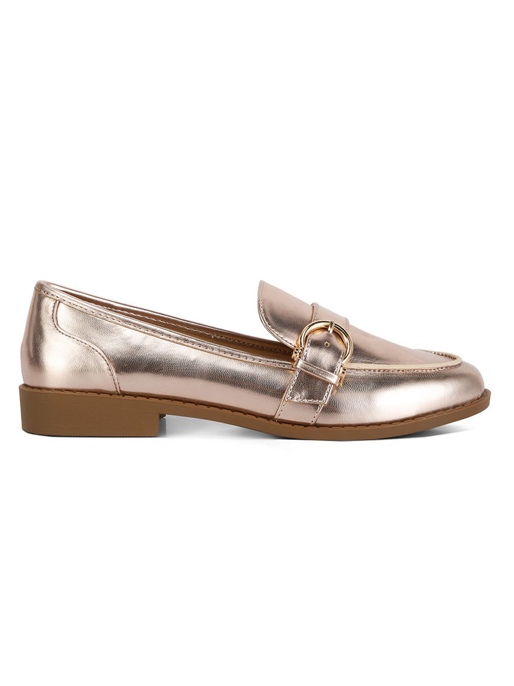 London Rag Rose Gold Haruka Metallic PU Loafers-picture-21