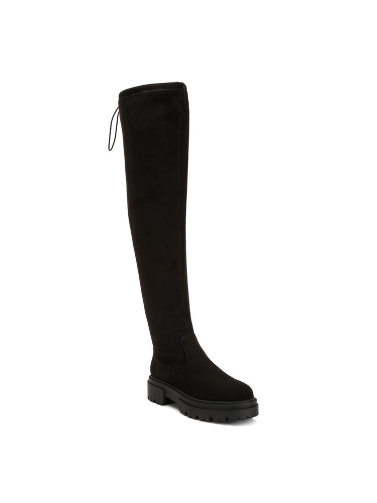 London Rag Black Babette Drawstring Detail Knee High Boots-picture-10