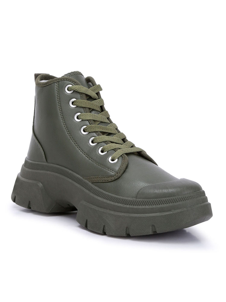 London Rag Grey Chunky Lace Up Combat Boots-picture-15