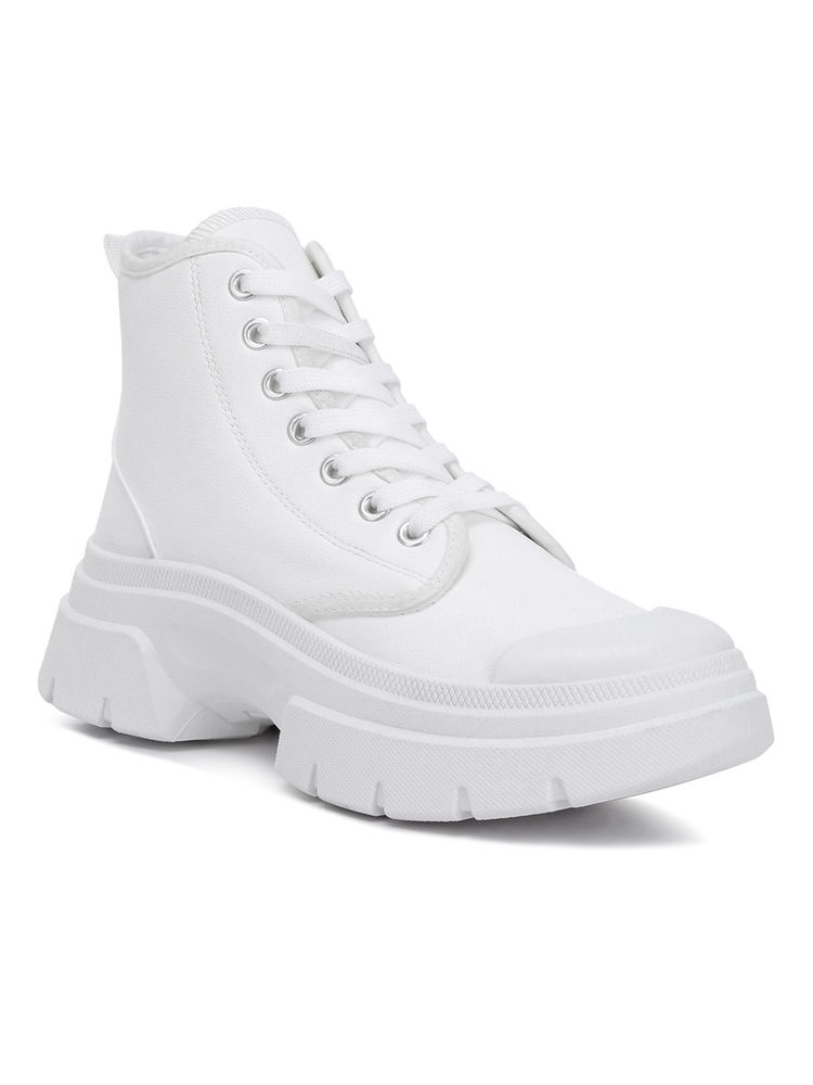 London Rag White Chunky Lace Up Combat Boots-picture-26