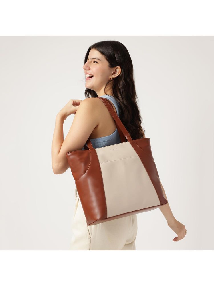 dkny accessories Fastrack Twin tone Laptop Tote - Beige and Tan-picture-6