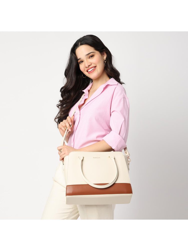 Fastrack Satchel Play with Detachable Strap - Beige-image-1