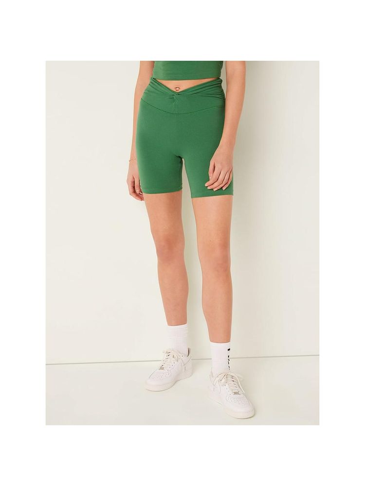 victoria's secret intimates Victoria's Secret Women Green Solid 6" Cotton Twist Waist Biker Shorts-picture-26
