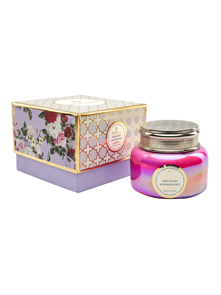 Veedaa Ruby Peony & Honeysuckle Macaron Glass Scented Candle-image-14