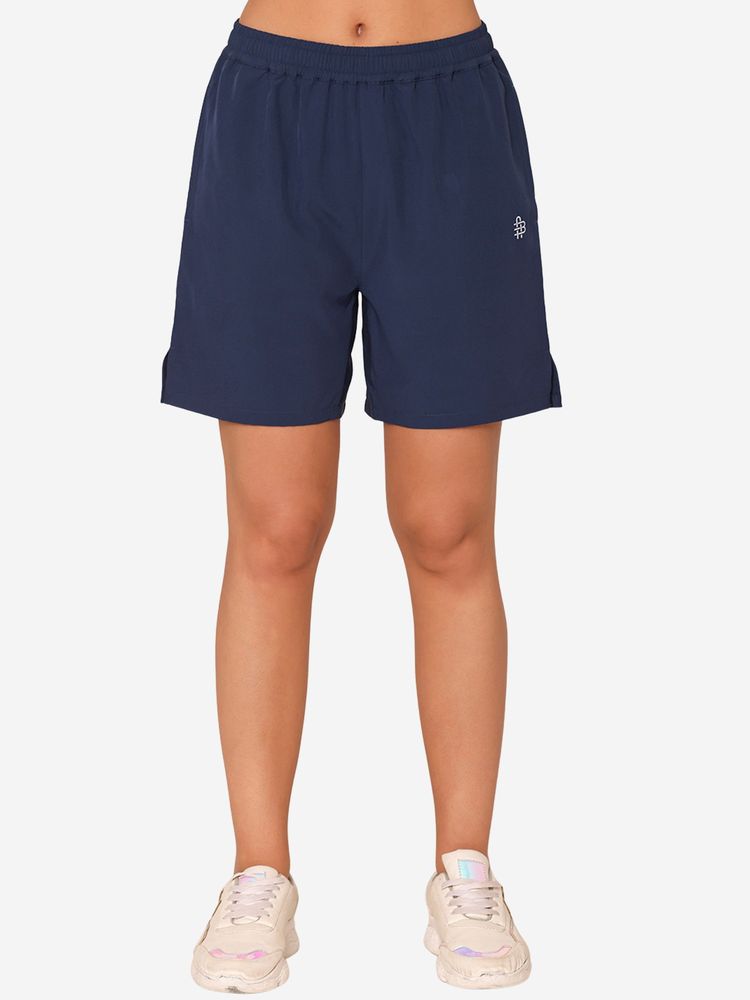 Bonjour Blue Solid Shorts-image-5