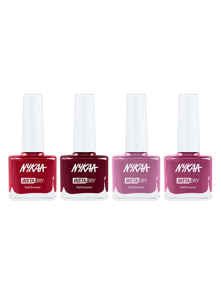 Nykaa Cosmetics Insta Dry Nail Enamel - Reeling Red+Vermillion Views+Raspberry Regram+Pink Profile Combo-picture-17