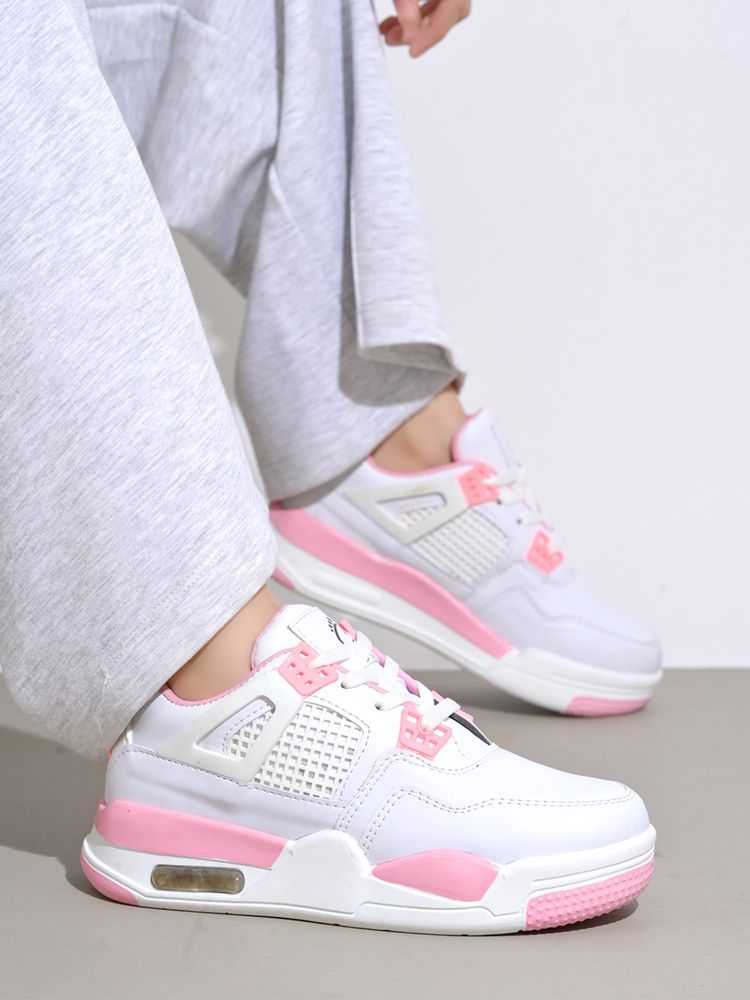 Shoetopia Smart Casual Lace-Up Trendy Pink Sneaker for Women-image-5