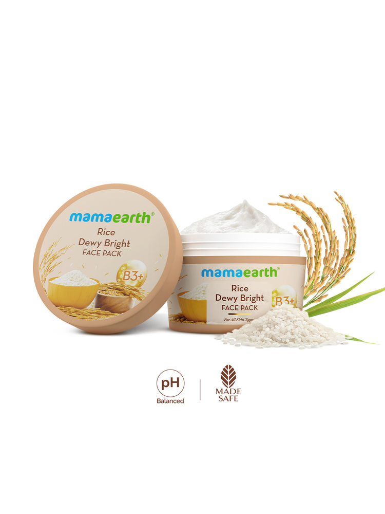 Mamaearth Rice Dewy Bright Face Pack Glass Skin Glow with Rice Water & Niacinamide