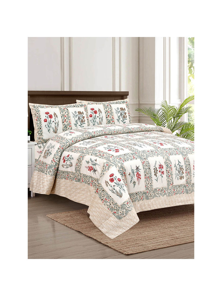 JAIPUR FABRIC 180 Tc Pot Grid Pink Cotton Double King Bedsheet With 2 Pillow Covers-image-22