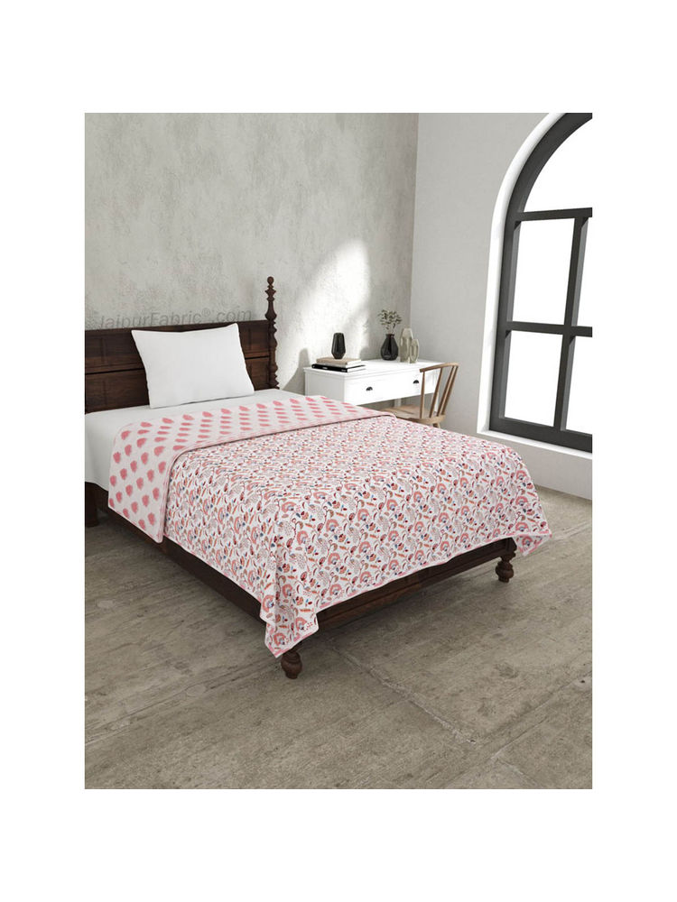 JAIPUR FABRIC Peach Motifs Pure Cotton Single Bed Dohar-image-28