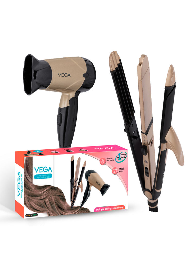 VEGA Ultimate Hair Styling Set, 3 In 1 Hair Styler & Dryer Combo Pack (VGGP-10)