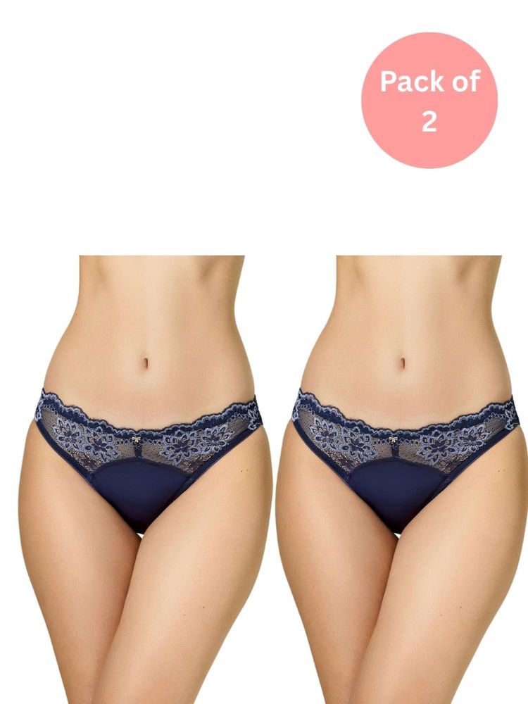 bodyline Blue Polyamide Self Design Panty (Pack of 2)-picture-17