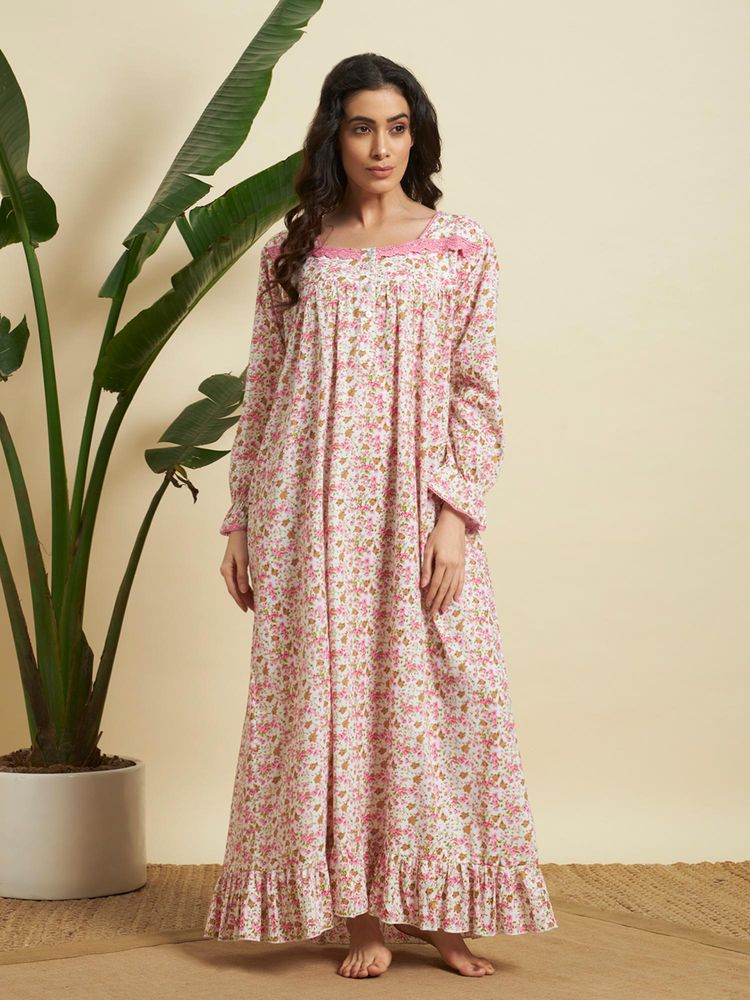 SEPHANI Cream Cotton Printed Nightdress-picture-14