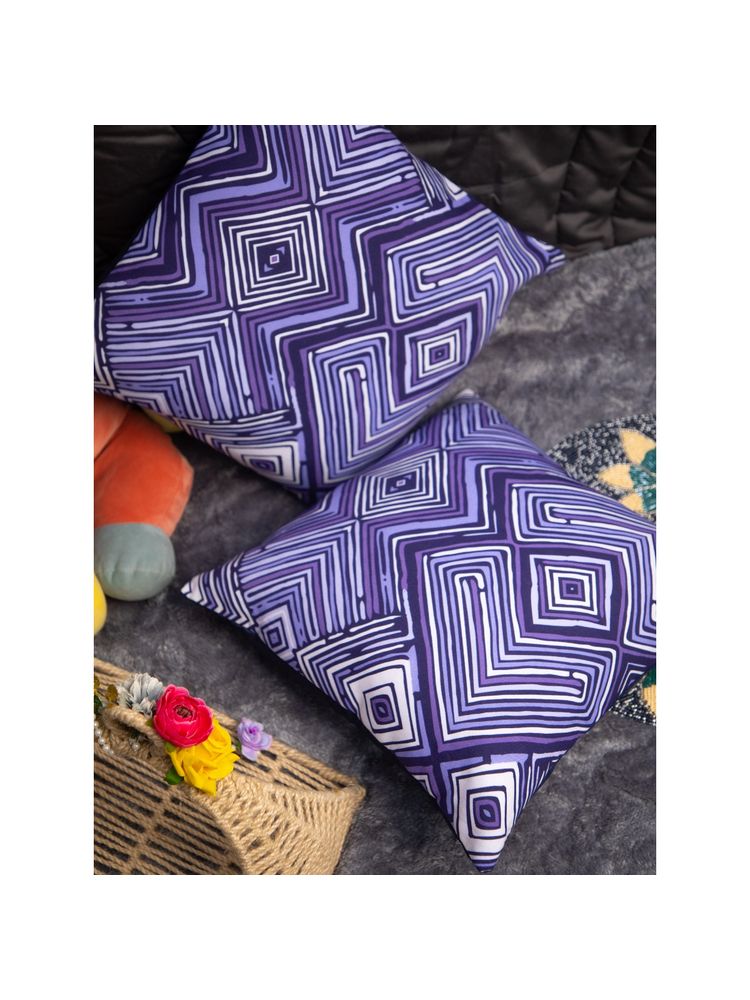 StudioHMK Purple Cotton Square Cushion Cover (16x16 inches)-picture-13