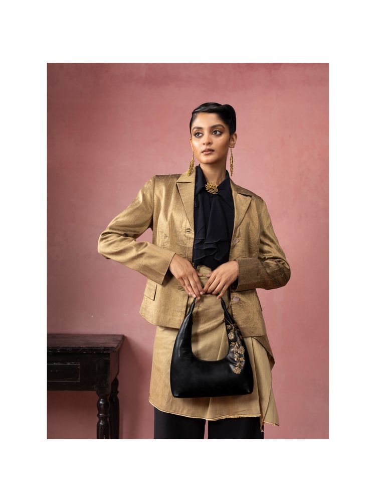 Miri Gulzar Hand Embroidered Shoulder Bag - Royal Black-picture-28