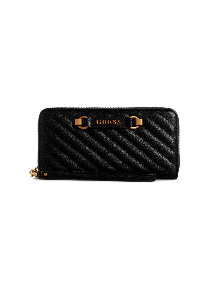 Guess Black Quilted Sela Large Zip Around Wallet-image-19