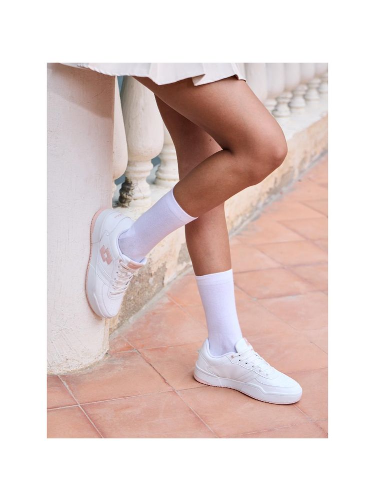 LOTTO Hoop Star Citta White & Peach Sneakers for Women-picture-29
