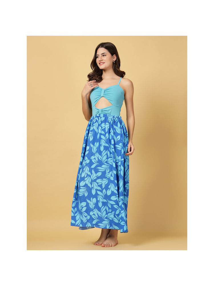 Cukoo Blue Padded Blue Floral Printed One-Piece with Cover-Up (Set of 2)-picture-22