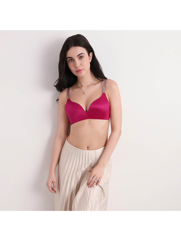 Wacoal Pink Stellar Padded Non-Wired 3/4Th Cup Shimmer Straps T-Shirt Bra-picture-12