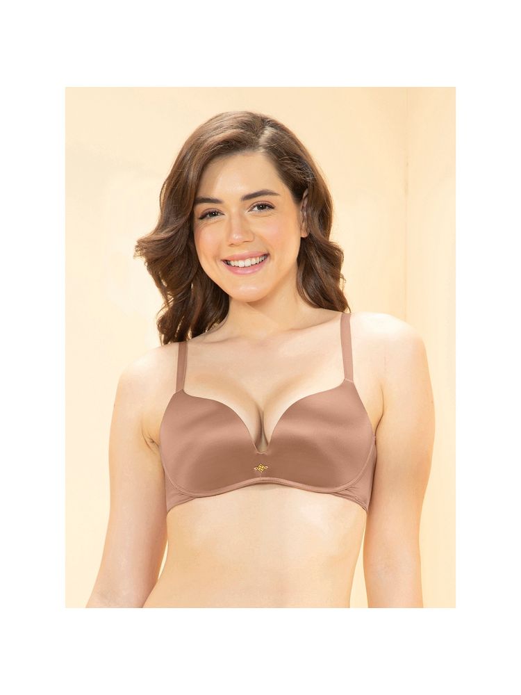 Amante Women Brown Padded Non Wired Elevate Curves Push-Up Bra-picture-10