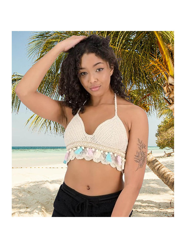 BRACHY Women Crochet Halter Neck Padded Bralette-picture-17