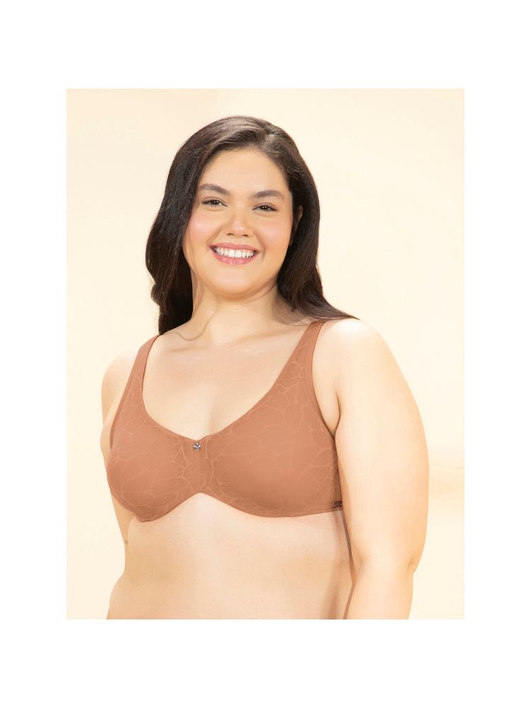 Amante Women Brown Non Padded Wired Full Coverage Sophistries Bliss Lace Minimizer Bra-picture-17