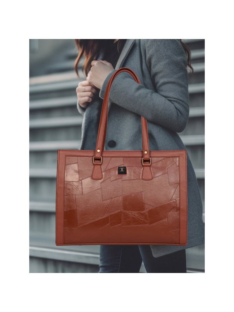 ESBEDA Women Brown Textured Laptop Bag-image-30