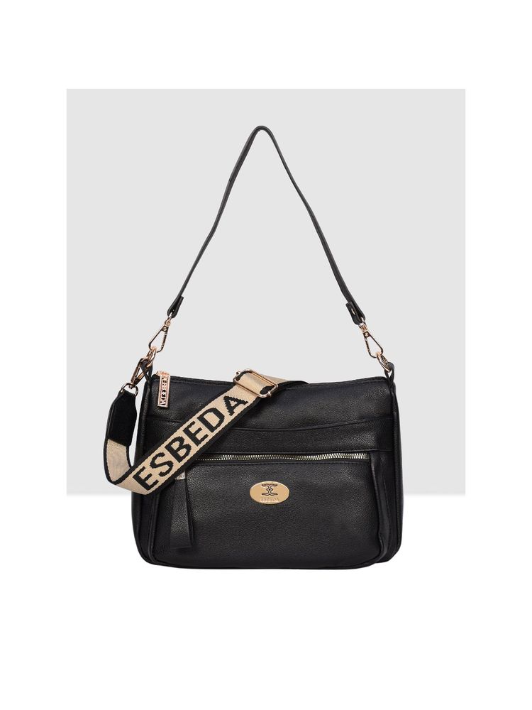 ESBEDA Women Black Solid Sling Bag with Detachable Strap-image-33