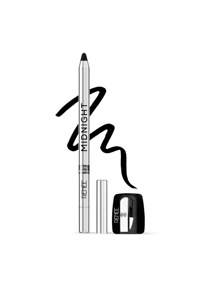 Renee Cosmetics Midnight Kohl Pencil - Smudgeproof Waterproof Kajal, 24 Hrs Long Stay, Darkest Black-image-3