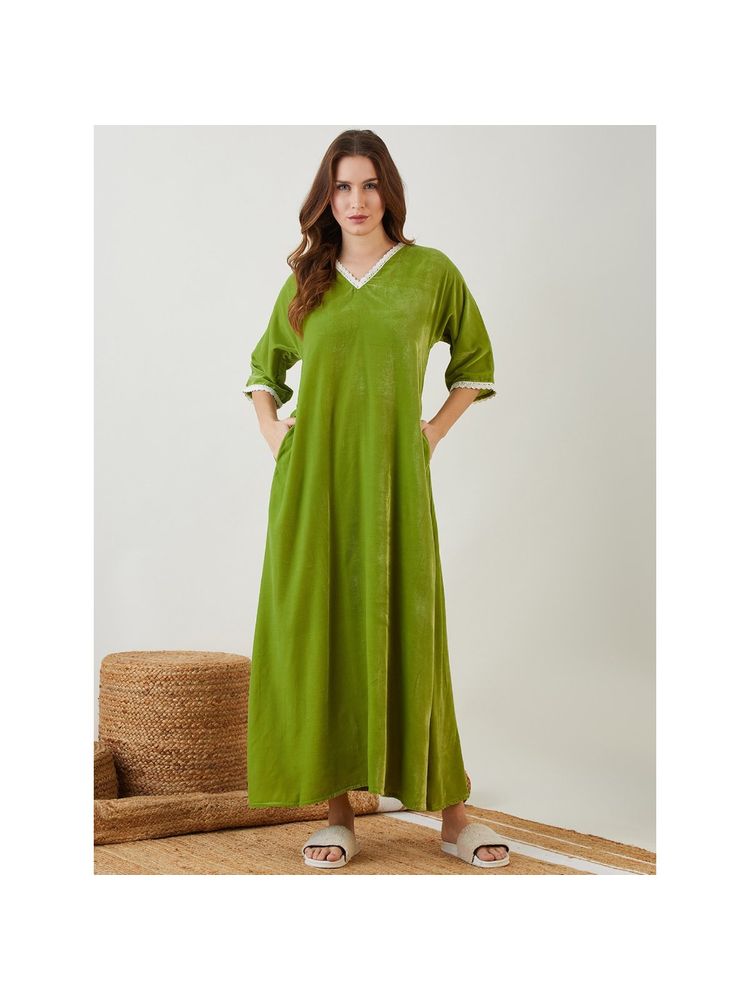 The Kaftan Company Green Velvet Nightdress-picture-22
