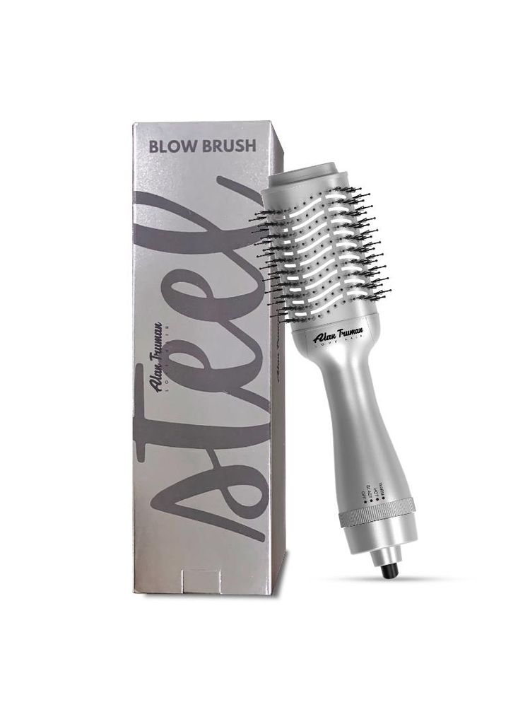 Alan Truman Steel Silver Blow Dryer Brush For Big Bouncy Voluminous Blowouts At Home