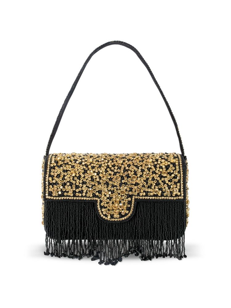 Peora Black Clutch Purses for Women Stone Studded Handmade Handbags Party Bridal Clutch (C25BL)-image-3