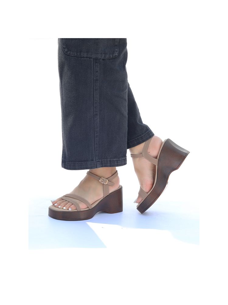 Monrow Marley Beige Wedges Heels-picture-17