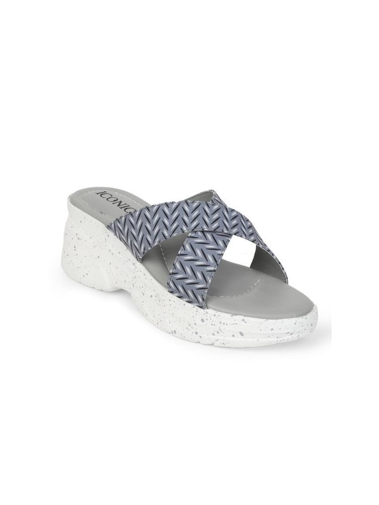 Iconics Grey Women Printed Sandals-image-7