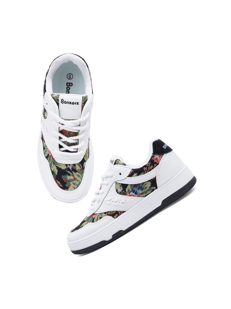 Iconics White Black Women Floral Sneakers-image-15