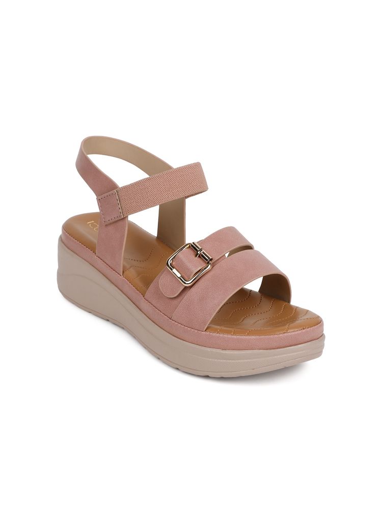 Iconics Peach Women Solid Sandals-image-27
