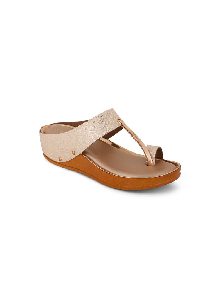 Iconics Rose Gold Women Embellished Sequined Sandals-picture-19