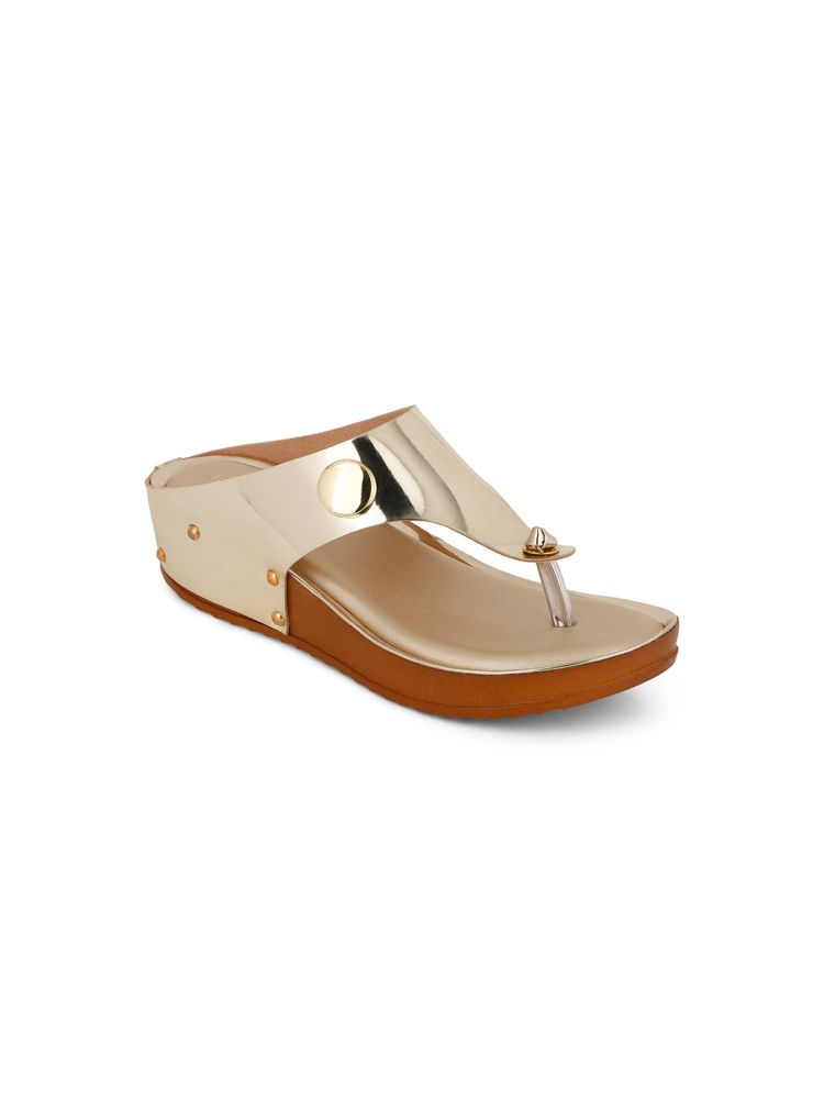 Iconics Gold Women Embellished Sequined Sandals-picture-20
