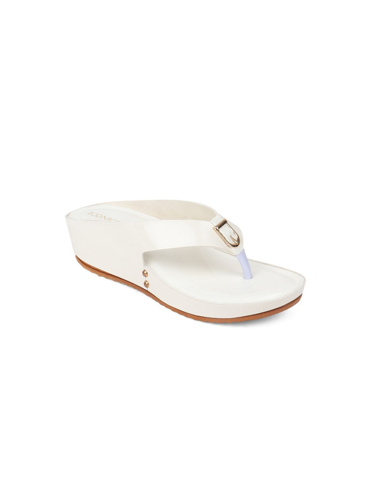 Iconics White Women Solid Sandals-picture-24