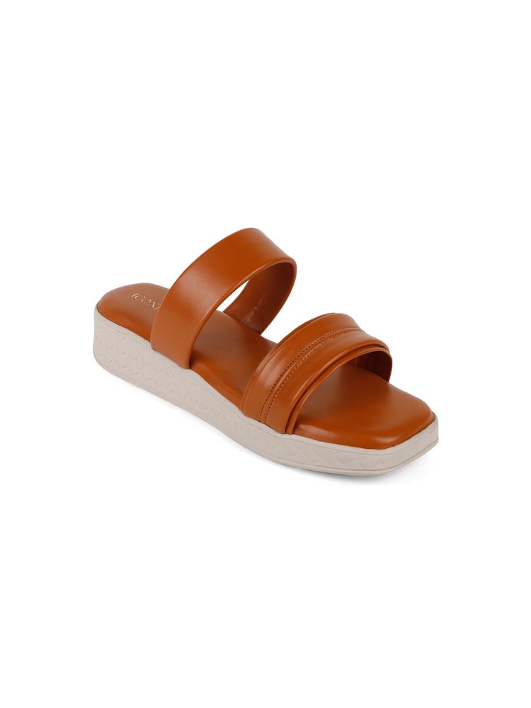 Iconics Tan Women Solid Sandals-picture-21