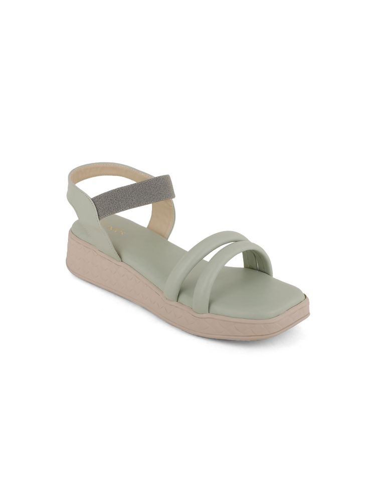 Iconics Pista Green Women Solid Sandals-picture-22
